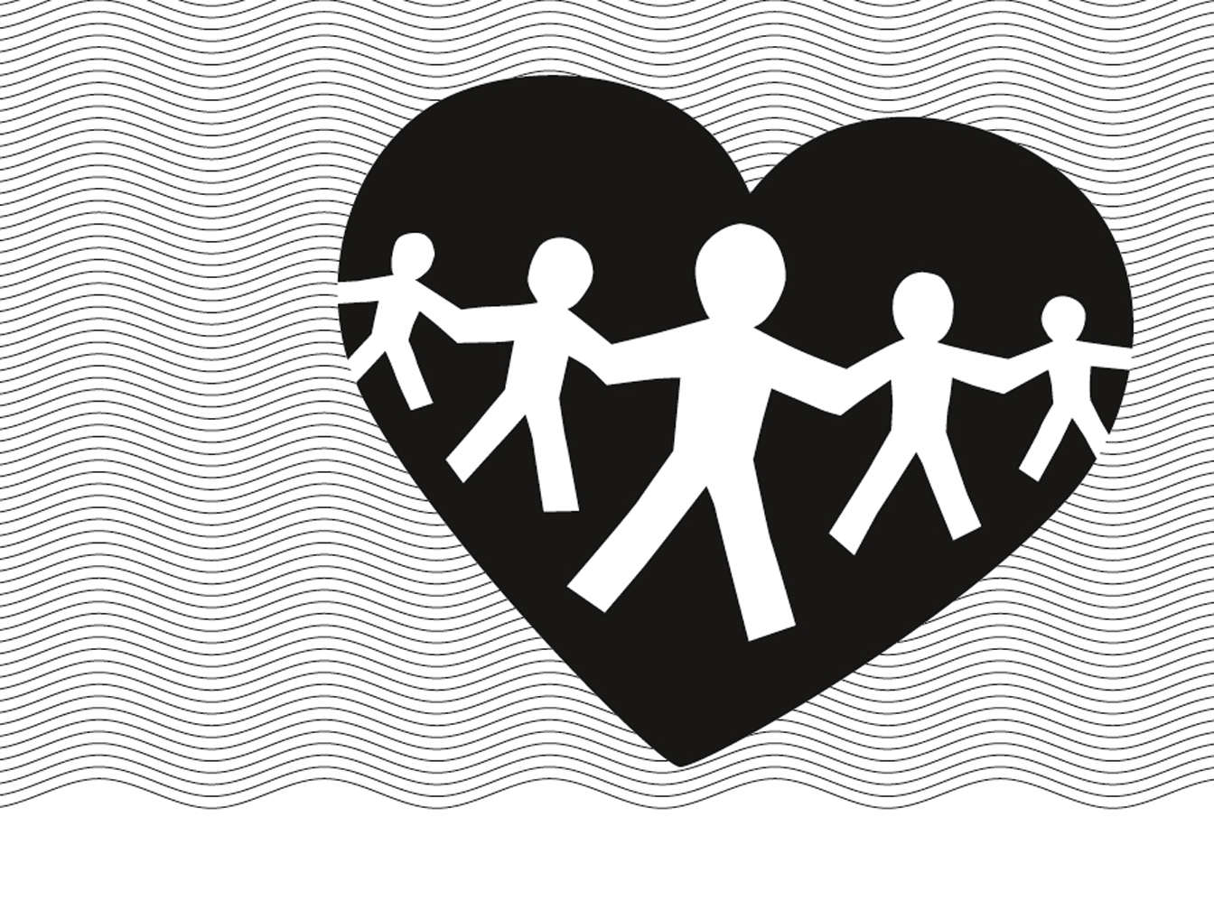 Logo Ehrenamtspreis der Stadt Datteln mit stilisierten Figuren in einem Herz, das auf angedeuteten Wellen liegt