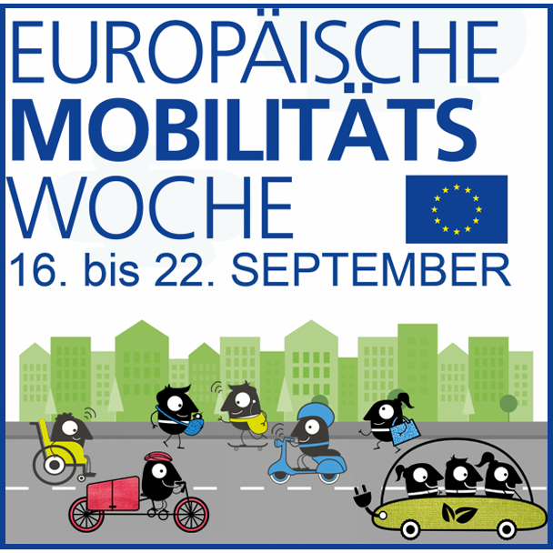 Hinweis zur Europäischen Mobilitätswoche, die vom 16. bis 22. September 2023 veranstaltet wird.