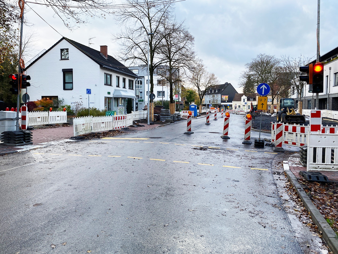 Provisorische Ampel auf der Hafenstraße Richtung Türkenort