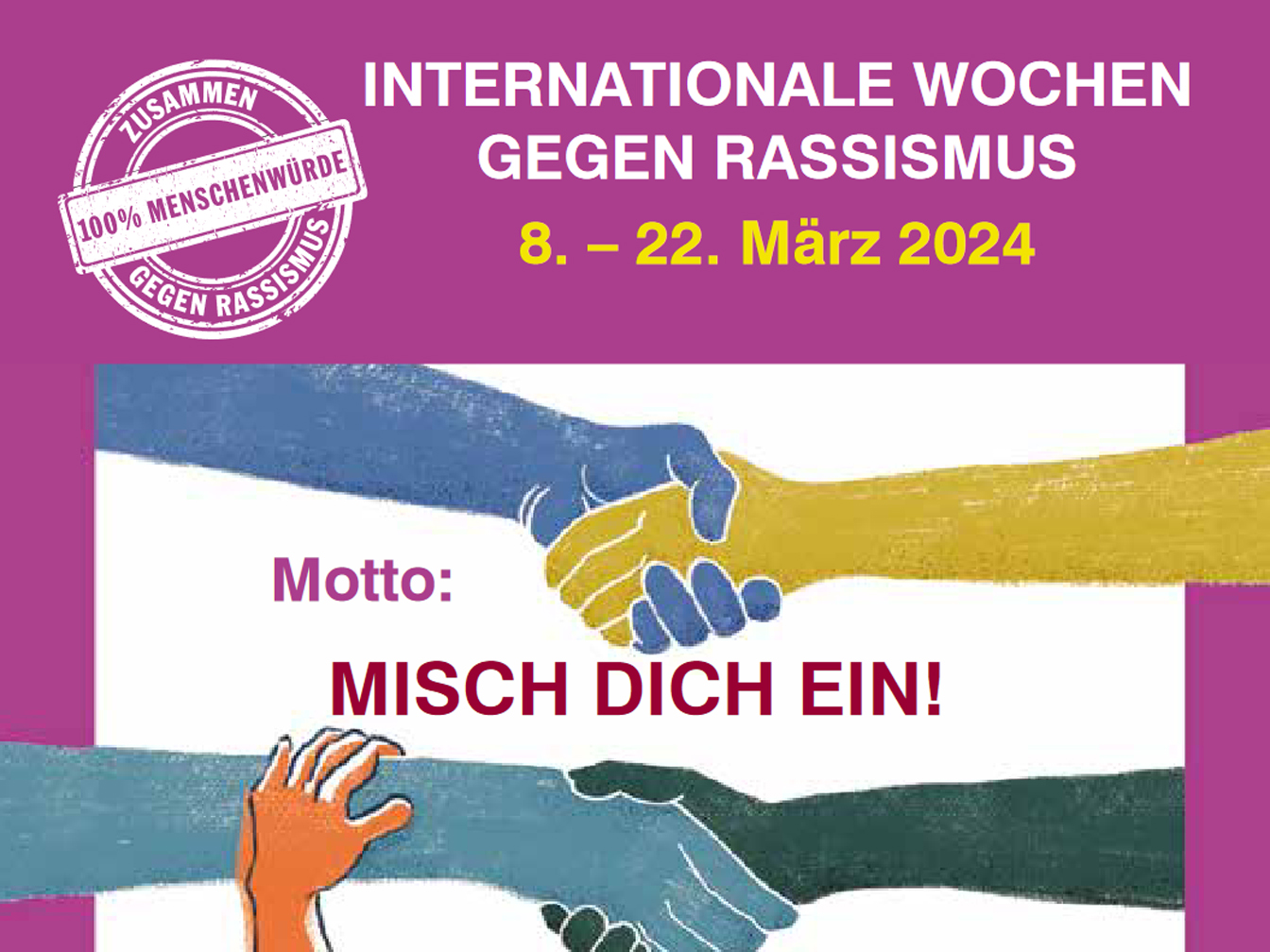 Titelbild des Programms der "Internationalen Wochen gegen Rassismus" 2023 in Datteln