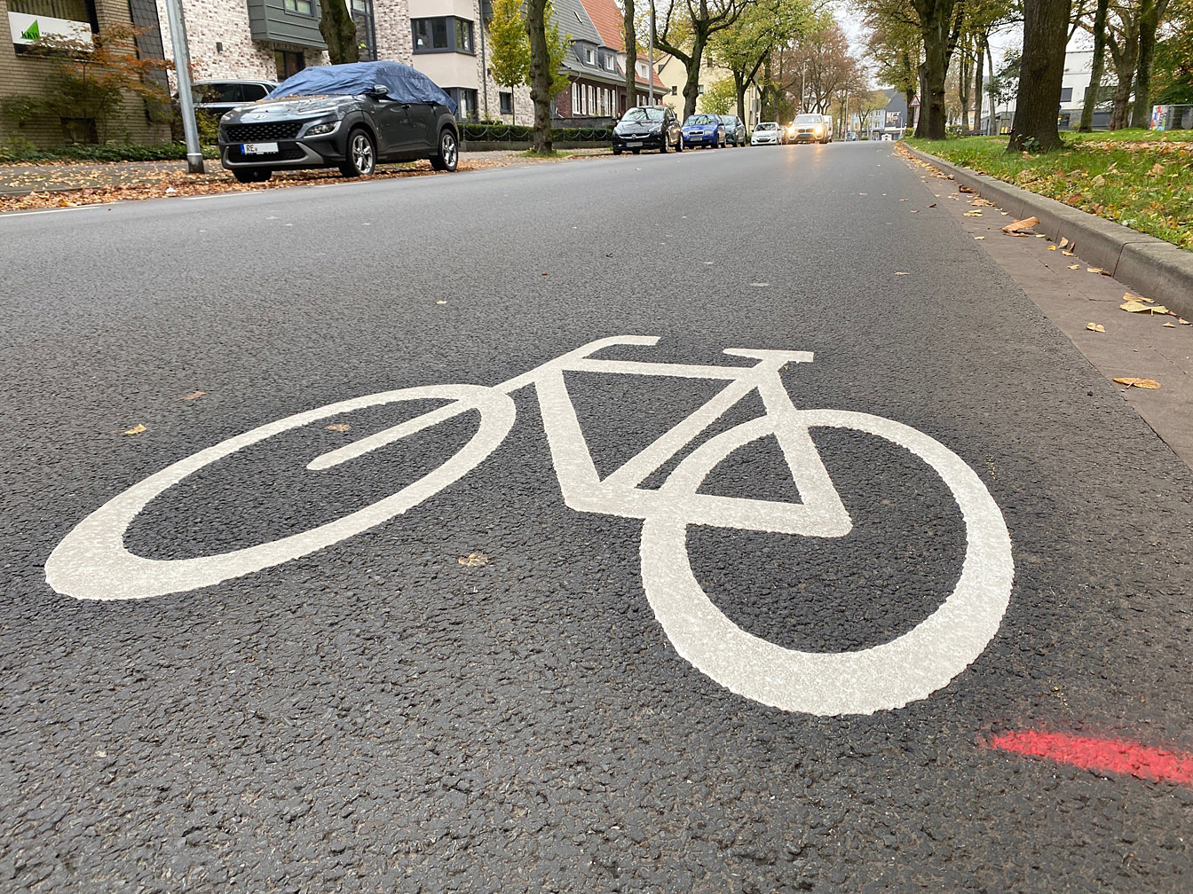 Fahrradpiktogramm auf der Hafenstraße