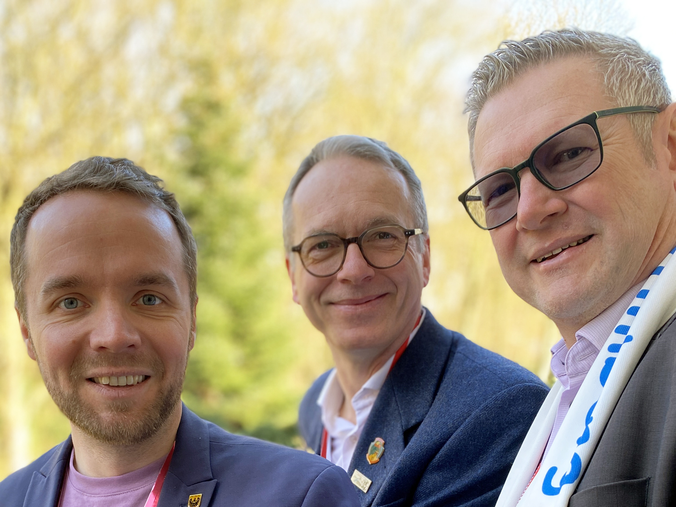 Die Ostvest-Bürgermeister (v. l.) Marcel Mittelbach (Waltrop), André Dora (Datteln) und Carsten Wewers (Oer-Erkenschwick)