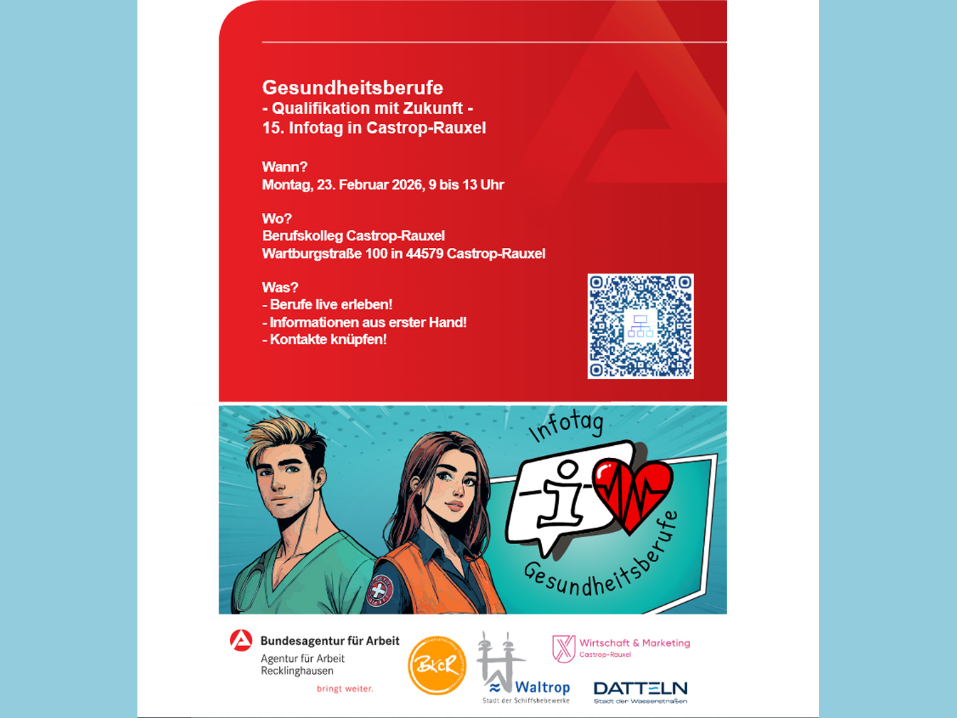 Flyer zum 15. Infotag für Gesundheitsberufe in Castrop-Rauxel 