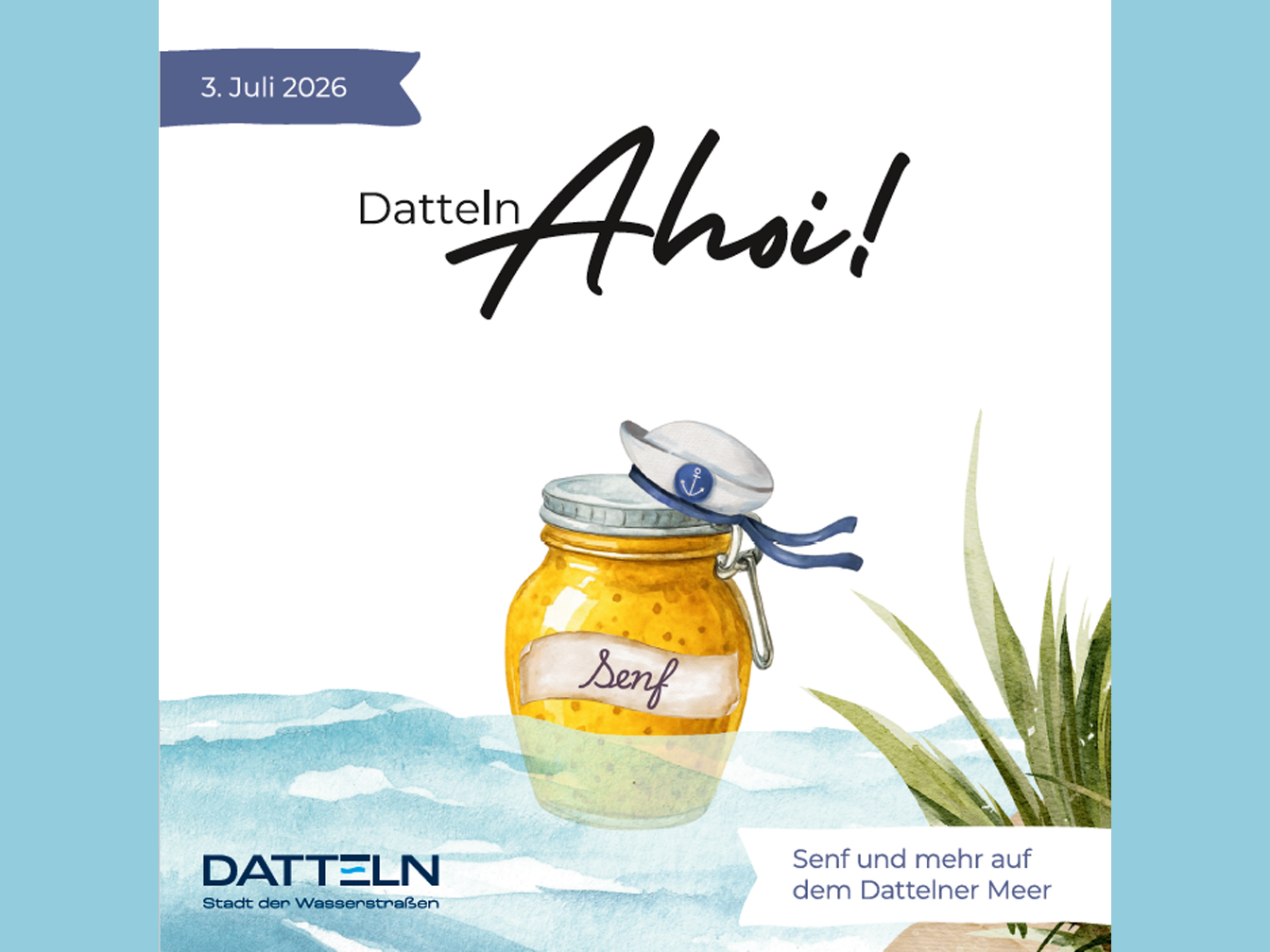 Titelbild des "Datteln Ahoi!"-Flyers zur Senfverkostung
