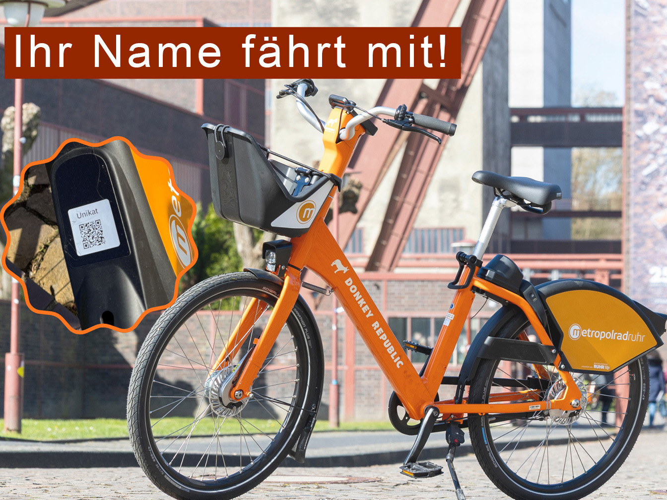 Das Bild zeigt ein Metroplrad Ruhr und wo der Name für die Namensaktion anbebracht wird
