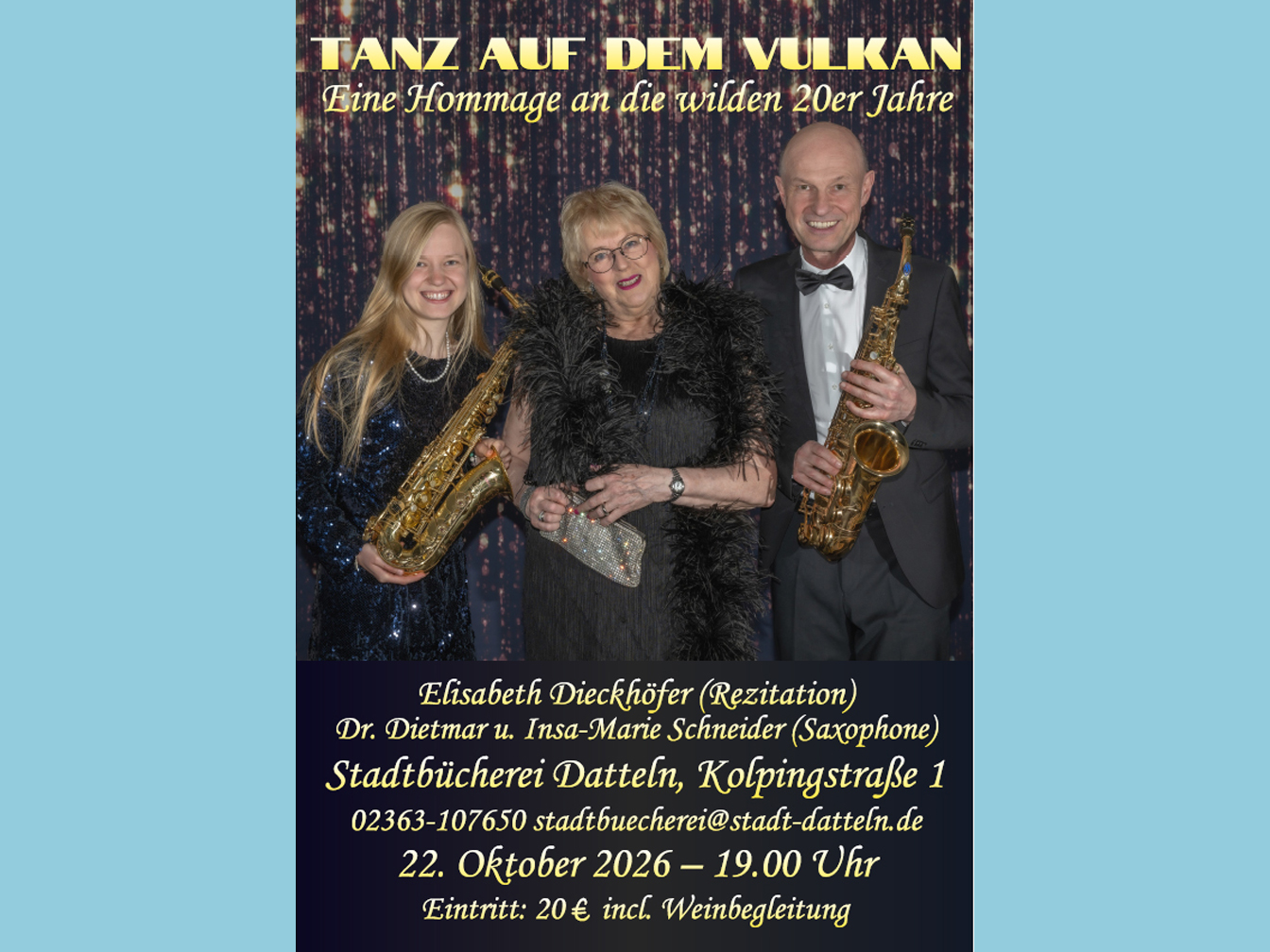 Plakat zur Veranstaltung Tanz auf dem Vulkan mit drei Personen