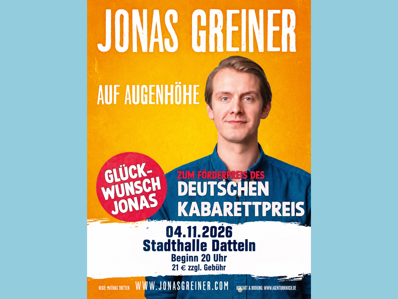 Jonas Greiner und der Hinweis, dass er einen Förderpreis bekommt.