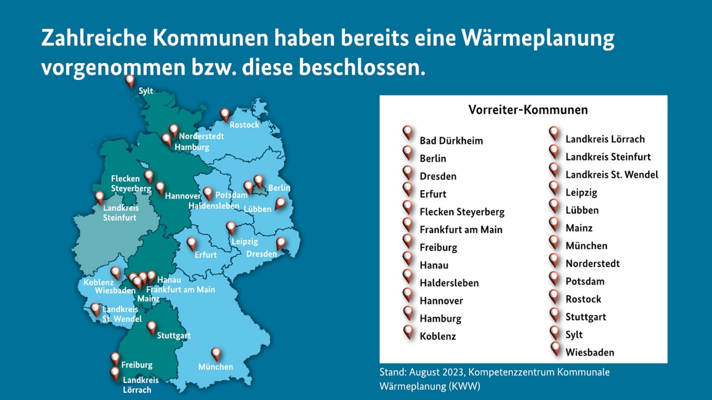 Kommunen, die bereits eine Wärmeplanung vorgenommen oder beschlossen haben.