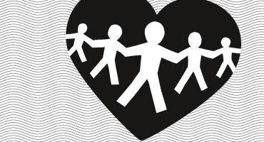 Das Logo des Dattelner Ehrenamtspreises - fünf stilisierte Personen, die sich in einem schwarzen Herz an den Händen halten