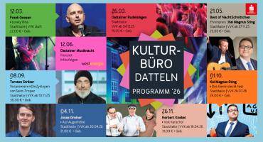 Kulturprogramm 2026 auf einer Postkarte mit Fotos und Daten