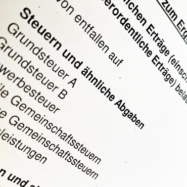 Ausschnitt aus dem Haushalt der Stadt Datteln