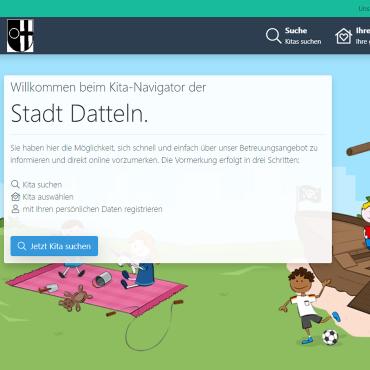 Das Bild zeigt die Startseite des Kita-Navigators