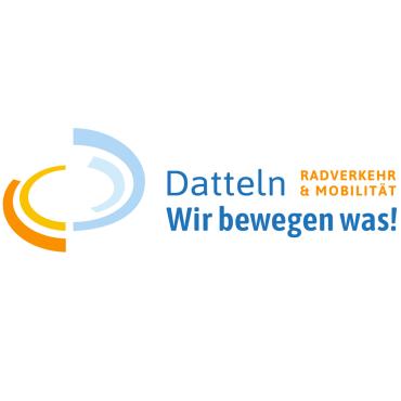 Das Bild zeigt das Logo für Mobilität - mit der Aufschrift  ,Datteln - wir bewegen was. Radverkehr und Mobilität'