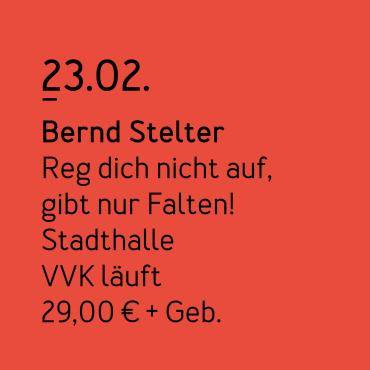 Das Bild zeigt die Kachel zur Veranstaltung von Bernd Stelter am 23.02. in der Dattelner Stadthalle