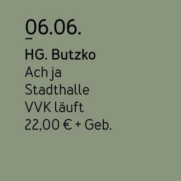 Das Bild zeigt die Kachel zur Veranstaltung von HG. Butzko am 06.06. in der Dattelner Stadthalle