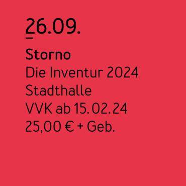 Das Bild zeigt die Kachel zur Veranstaltung von Storno am 26.09. in der Dattelner Stadthalle