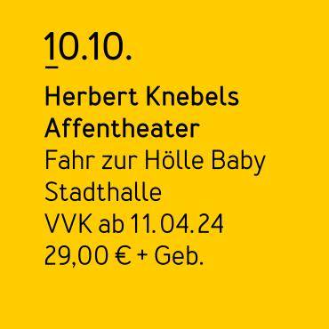 Das Bild zeigt die Kachel zur Veranstaltung von Herbert Knebel von 10.10. in der Dattelner Stadthalle