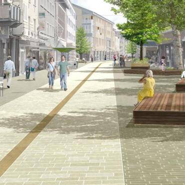 Planungszeichnung, wie die Fußgängerzone nach der Umgestaltung aussehen könnte