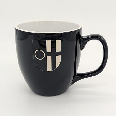 Schwarzer Becher mit Stadtwappen Vorderseite