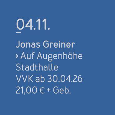 Hinweis au die Veranstaltung "Auf Augenhöhe" mit Jonas Greiner 2026