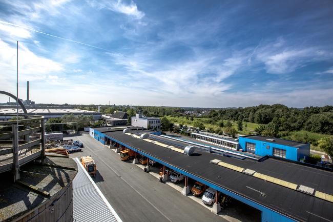 Das Bild zeigt den Betriebshof von oben.