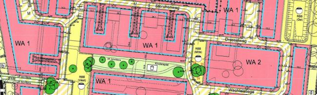 Das Bild zeigt einen Ausschnitt aus einem Bebauungsplan