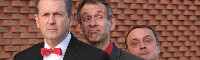 Das Bild zeigt das Kabarett-Trio STORNO