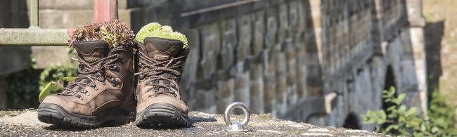 Das Bild zeigt zwei Wanderschuhe.