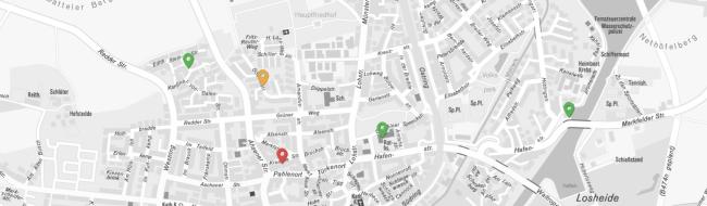 Kartenausschnitt von dem Innenstadtbereich der Stadt Datteln