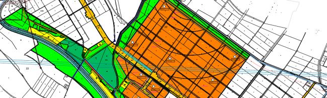 Das Bild zeigt einen Ausschnitt aus dem Bebauungsplan-Entwur für newPark