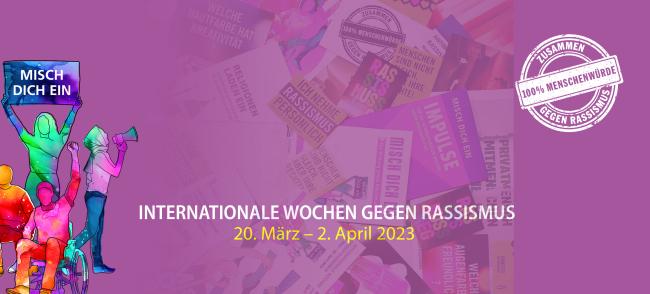 Das Bild zeigt einen Hinweis auf die Veranstaltung der offenen Kinder- und Jugendarbeit im Rahmen der Internationalen Wochen gegen Rassismus 
