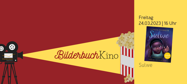 Das Bild zeigt den Bildhinweis zum Bilderbuchkino.