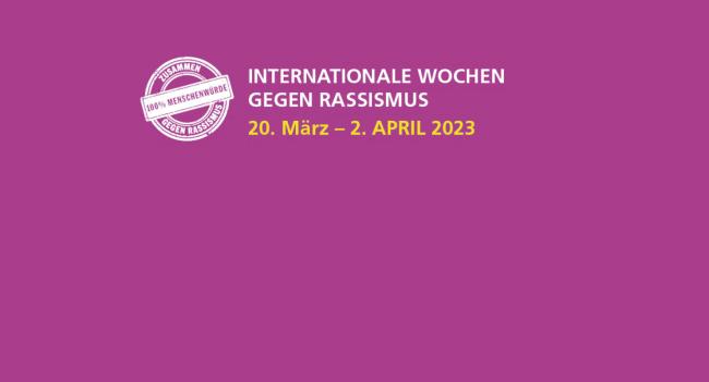 Das Bild zeigt das Titelblatts der Programmhefts für die "Internationalen Wochen gegen Rassismus 2023"
