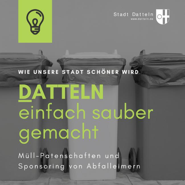 Titelbild des Flyers "Datteln einfach sauber gemacht: Müll-Patenschaften und Sponsoring von Abfalleimern