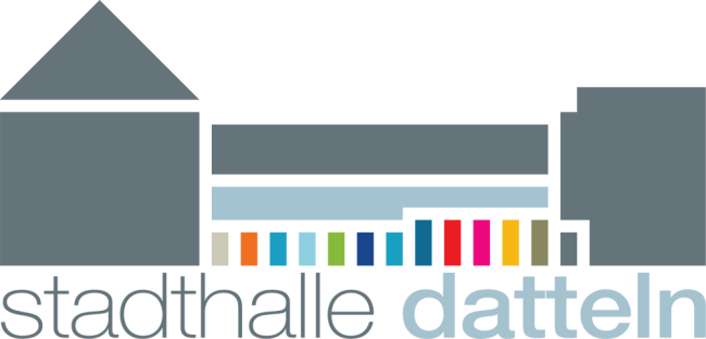 Stilisierte farbige Vorderansicht der Stadthalle