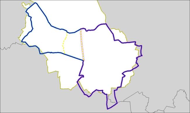 Die Strecke der Stimberg-Schleife ist mit einfachen Linien auf dem schemenhaften Umrissen von Oer-Erkenschwick und Datteln dargestellt.