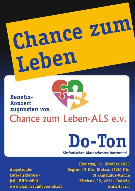 Plakat für ein Konzert. Motto: Chance zum Leben. Außerdem enthält der Plakat weitere Infos zum Konzert, die auch im Text wiedergegeben sind. 