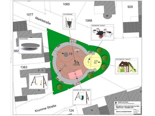 Plan für die Umgestaltung des Spielplatzes Krumme Straße/Marktstraße