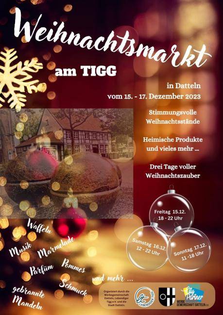Plakat als Hinweis für den Weihnachtsmarkt am Tigg