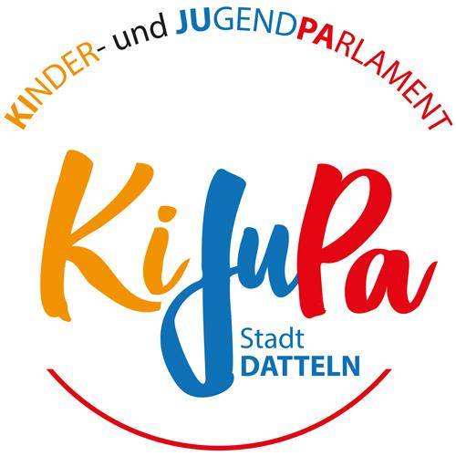 Log des Kinder- und Jugendparlament - in der Mitte steht in geschwungenen Buschstaben "KiJuPa"