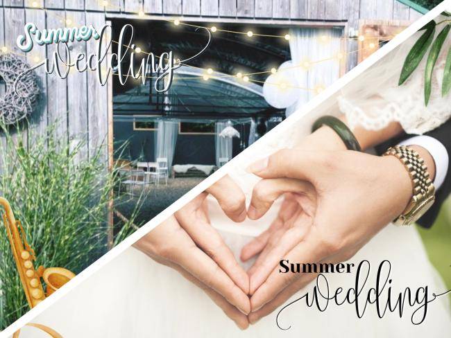 Hochzeitslocation klein glücklich und zwei Hände bei der Trauung