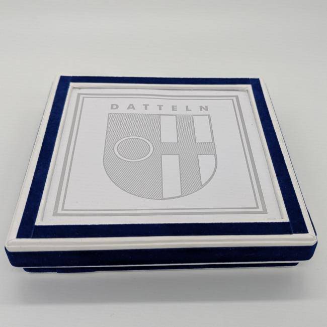 Souvenir Kristall Zinn Teller mit Stadtwappen Verpackung