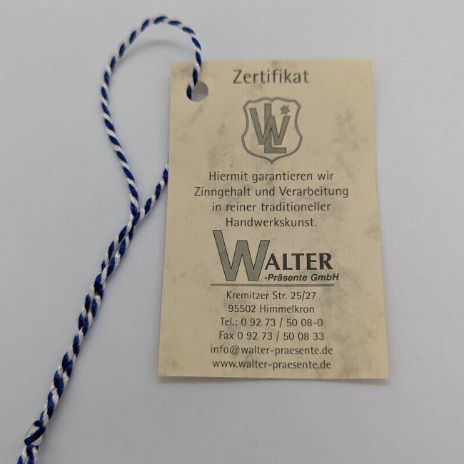 Souvenir Kristall Zinn Teller mit Stadtwappen Zertifikat
