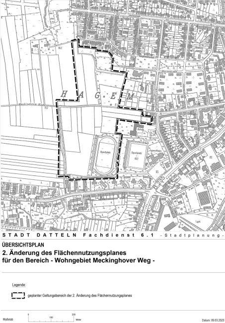 Bereich der 2. Änderung des Flächennutzungsplans „Wohngebiet Meckinghover Weg“