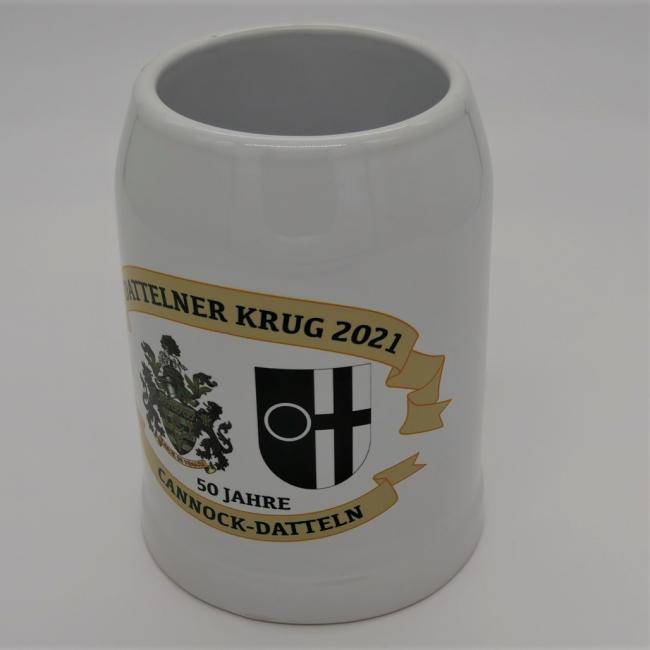Bierkrug 50 Jahre Städtepartnerschaft Cannock Datteln seitlich
