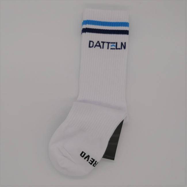 Socken weiss mit Logo Totale Socke umkegklappt