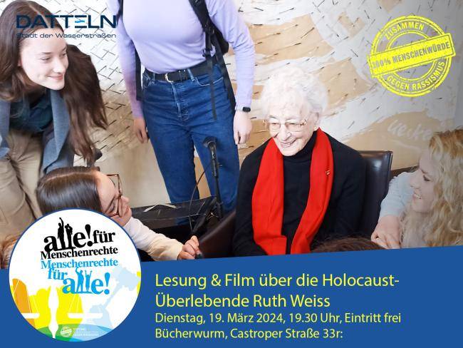 Das Bild zeigt die Holocaust-Überlebende Ruth im Gespräch mit mehreren Frauen