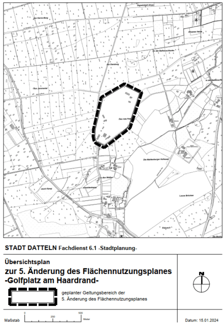 Übersichtsplan zur 5. FNP-Änderung "Golfplatz am Haardrand"