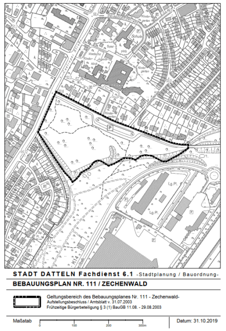 Plan für die Aufstellung des Bebauungsplans Nr. 111 - Zechenwald