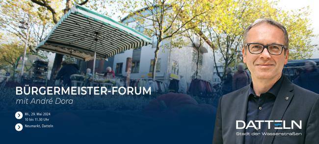 Fotocollage mit Bürgermeister André Dora und im Hintergrund der Neumarkt.